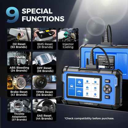OBD2 Scanner TOPDON AD600S Scan Tool, Code Reader, Diagnostics Scanner for ABS/SRS/AT/Engine, 9 Reset Services, Oil/Brake/BMS/SAS/DPF/TPMS/ETS Reset/ABS Bleeding/Injector Coding, Free Lifetime Upgrade