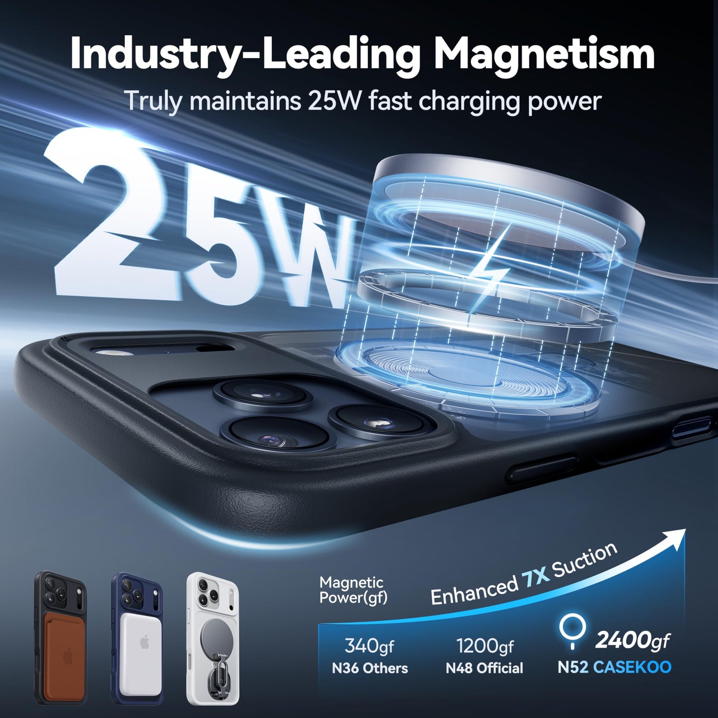 CASEKOO [Instant Black] for iPhone 17 Pro Case with Magnetic Ring Stand [Military Drop Protection] [Fit for MagSafe] Shockproof Translucent Matte Slim Phone Cover for iPhone 17 Pro Case 6.3 Inch