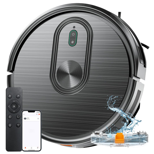 Robot Vacuum and Mop Combo, 2 in 1 Mopping Robotic Vacuum with Schedule, App/Bluetooth/Voice, Max Suction 3200Pa, Self-Charging Robot Vacuum Cleaner, Slim, Ideal for Pet Hair, Hard Floor, Carpet