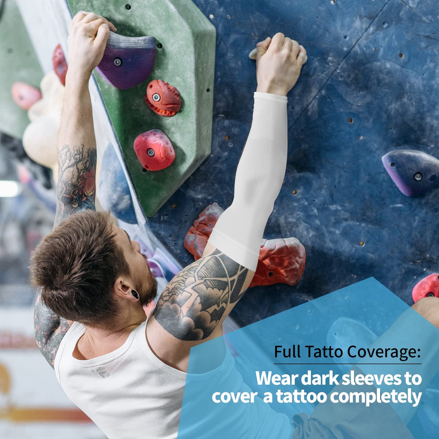 YESLIFE 2 Pairs UV Sun Protection Arm Sleeves for Men & Women - Tattoo Cover Up - UPF 50 Cooling Sports Sleeve for Basketball Golf Hiking (White & Black)