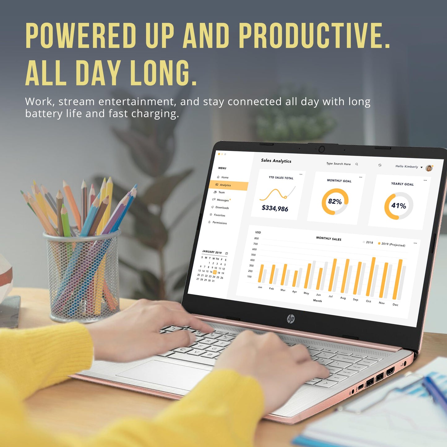 HP Stream 14" HD BrightView Laptop, Intel Celeron N4120, 16GB RAM, 288GB Storage (128GB eMMC + 160GB Docking Station Set), Intel UHD Graphics, 720p Webcam, Wi-Fi, 1 Year Office 365, Win 11 S, Gold