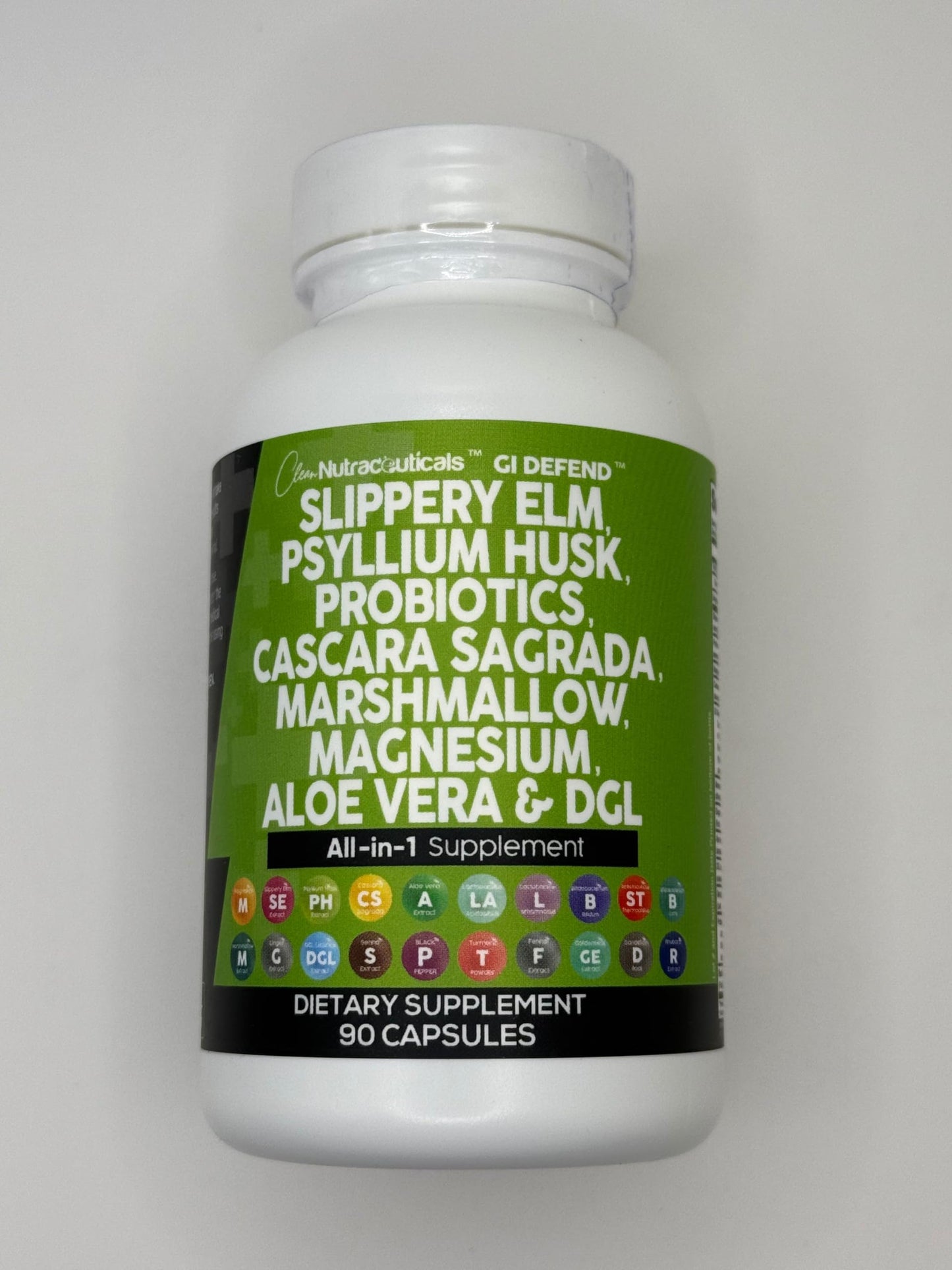 Clean Nutraceuticals Slippery Elm Psyllium Husk Pre Probiotic Digestive Gut Health Supplement with Aloe Vera Cascara Sagrada Marshmallow Root DGL Licorice Senna Extract