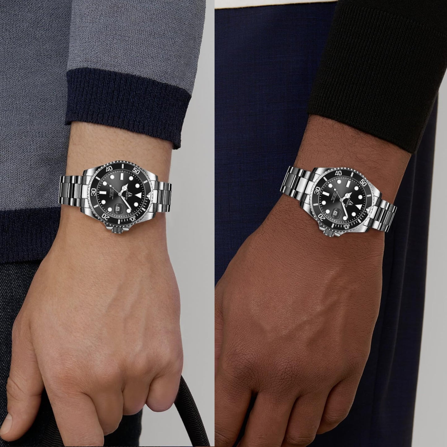 LN LENQIN Mens Watches Stainless Steel Waterproof Analog Quartz Watch for Men with Date Luminous Fashion Wristwatch