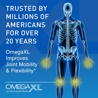 OmegaXL Joint Support Supplement - Natural Muscle Support, Green Lipped Mussel Oil, Soft Gel Pills, Drug-Free, 120 Count