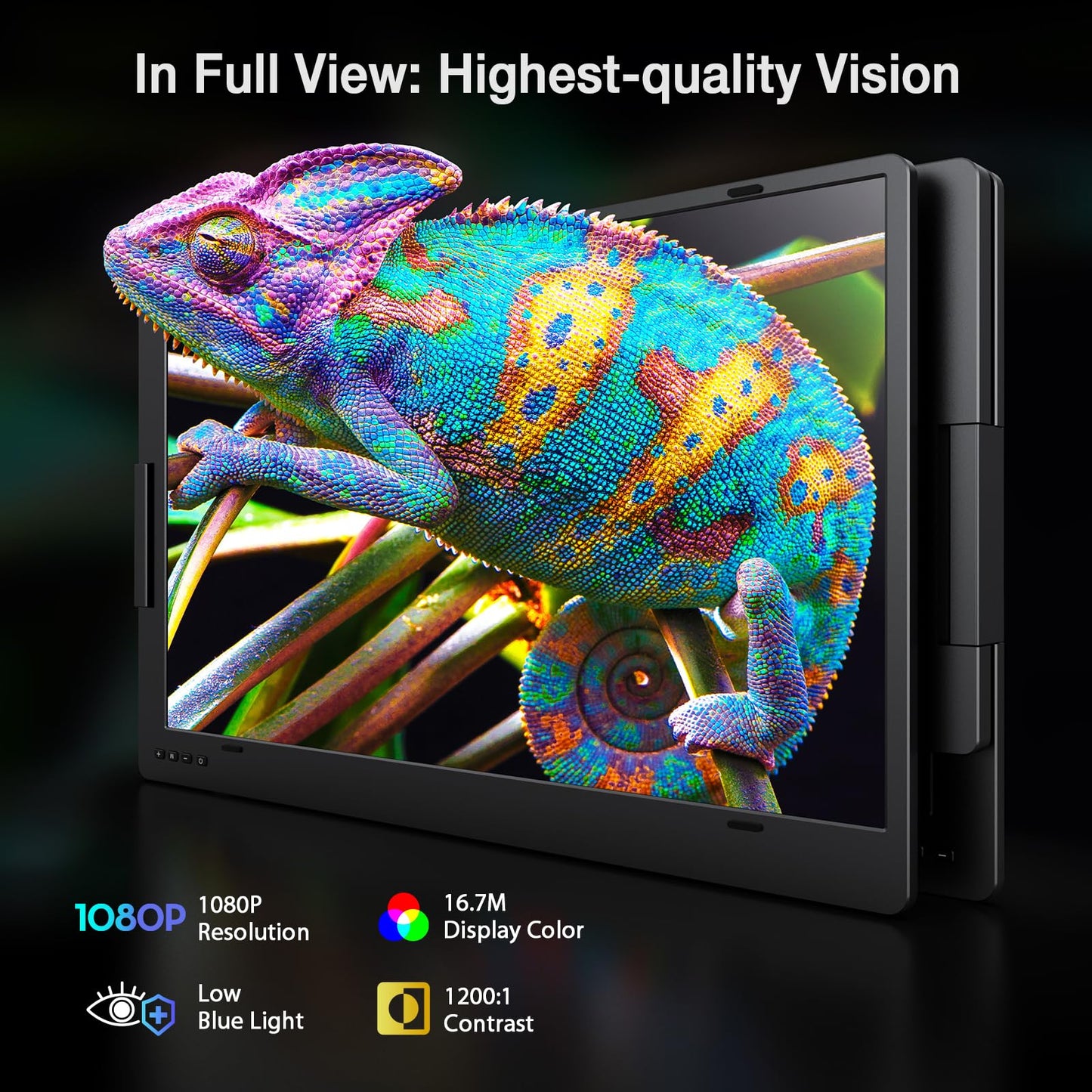 KYY 15.6" Laptop Screen Extender, 1080P FHD IPS Portable Monitor, One Cable USB-C Triple Monitor, Dual Travel Screen for 12"-17'' Laptops, 360° Rotation & Kickstand，X90D (Driver Need)