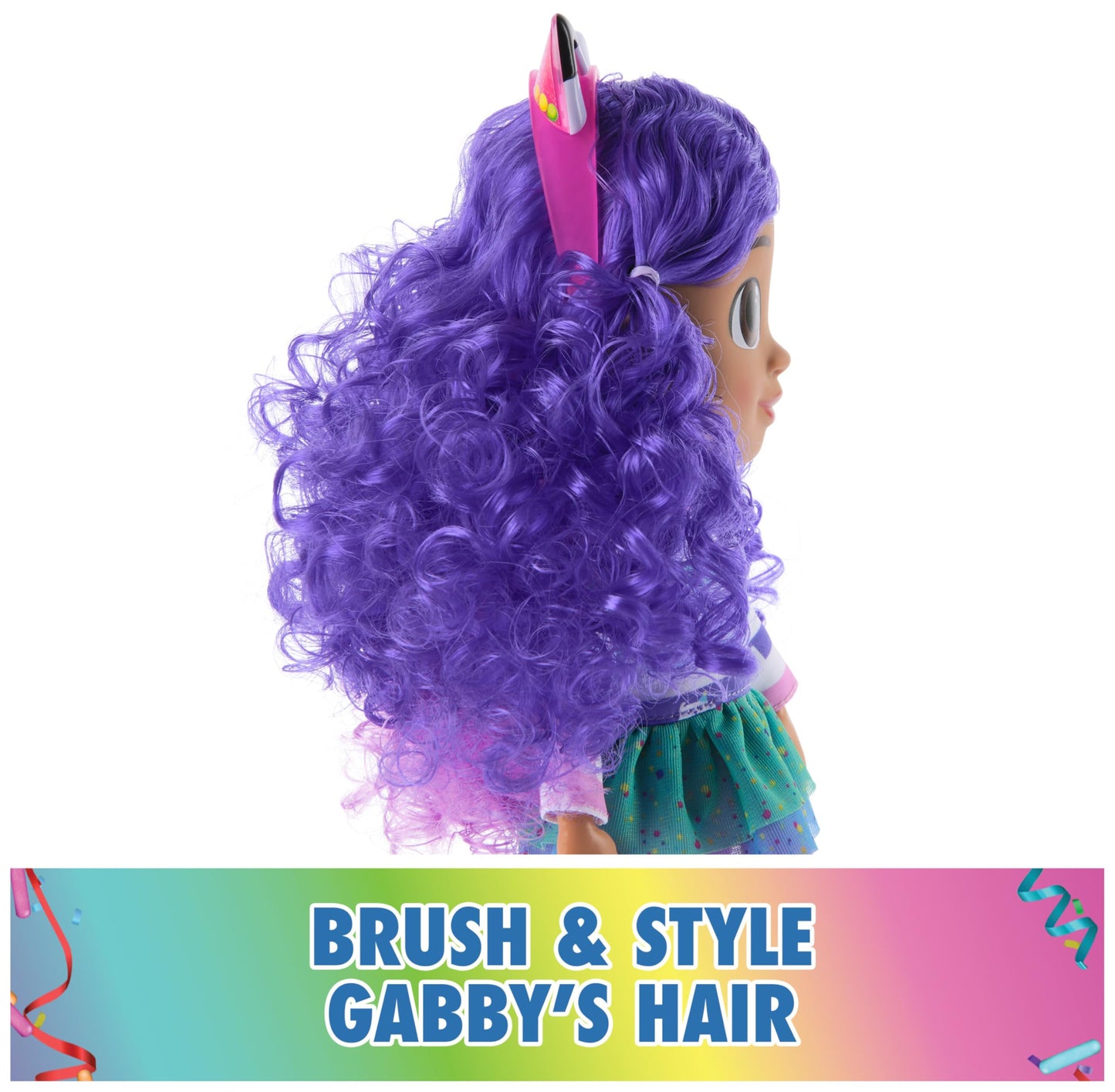 Gabby's Dollhouse DreamWorks, Sing & Celebrate Gabby Girl Doll, 13-Inches Tall with Sound Effects & Reversible Cat Ears, Kids Toys for Girls & Boys Ages 3+