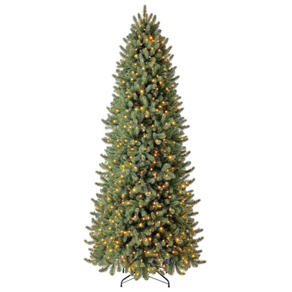 Evergreen Classics 9 ft Pre-Lit Vermont Spruce Artificial Christmas Tree, Remote-Controlled Color-Changing LED Lights