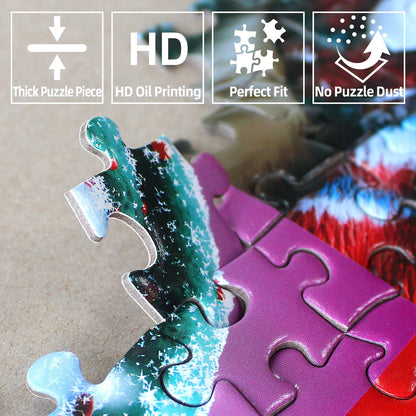 Winter Snowmen Christmas Jigsaw Puzzle 1000 Pieces for Adults Festive Holiday Scene with Birds & Snowy Fence Puzzle with Letters on Back Family Challenge Perfect for Game Night (27.6x19.7 Inch