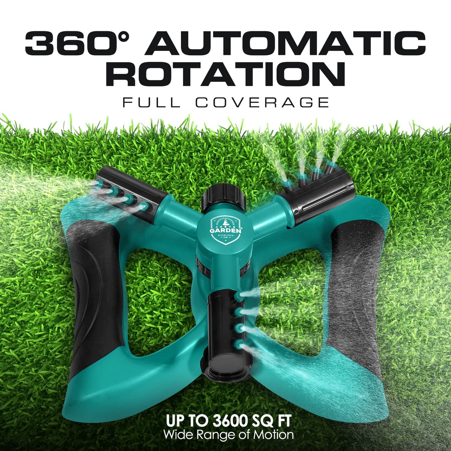 Joeys Sprinkler for Yard, Rotating Garden Sprinkler for Large Area Coverage, Lawn and Yard Sprinklers (Green)