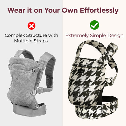 Momcozy Baby Carrier - Ergonomic, Cozy and Lightweight Carrier for 7-44lbs, Effortless to Put On, Ideal for Hands-Free Parenting, Enhanced Lumbar Support, Purehug for Infant to Toddler, Houndstooth