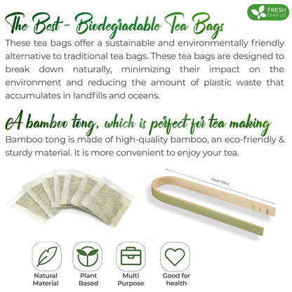 FreshDrinkUS Premium 120 Mulberry Leaf Tea Bags, 100% Natural & Pure. Loose Leaf Herbal Tea. Made with Natural Material Tea Bags. No Sugar, No Caffeine, No Gluten, Vegan