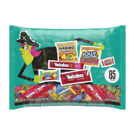 HARIBO, JOLLY RANCHER and TWIZZLERS Assorted Fruit Flavored, Halloween Candy Bag, 25.23 oz (85 Pieces)