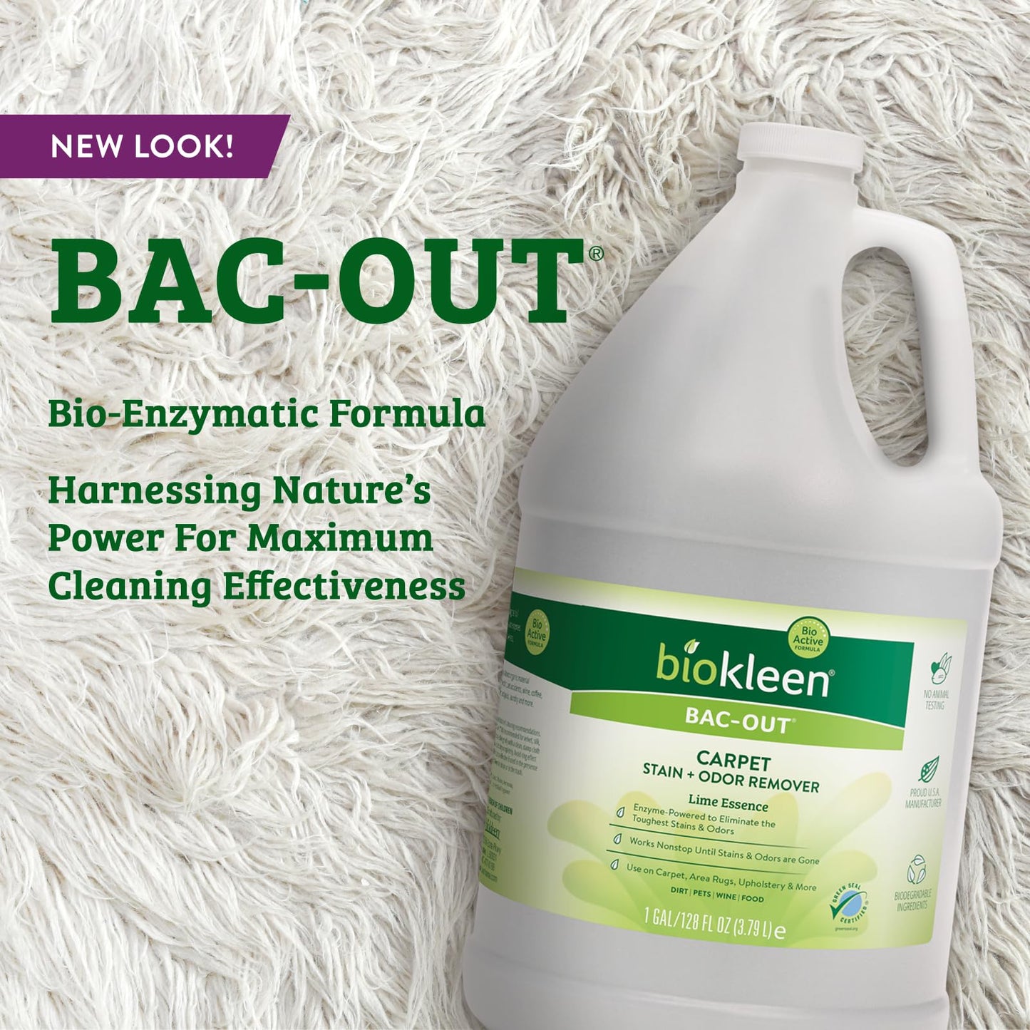 Biokleen Bac-Out Enzyme Stain & Odor Remover - 128 Ounces - Destroys Stains & Odors Safely, for Pet Stains, Laundry, Diapers, Wine, Carpets, & More, Eco-Friendly, Non-Toxic