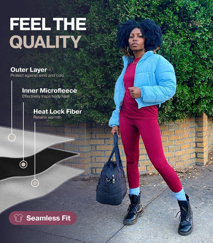 Thermajane Long Johns Thermal Underwear for Women Fleece Lined Base Layer Pajama Set Cold Weather (Small, Grey)