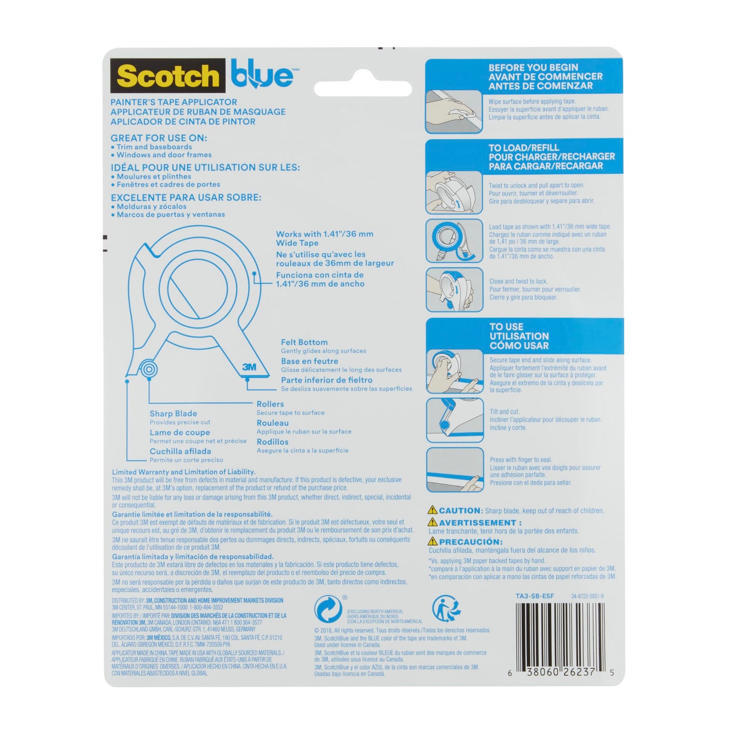 ScotchBlue Painter's Tape Applicator TA3-SB-ESF, 100% PEFC, SGSCH-PEFC-COC-110078