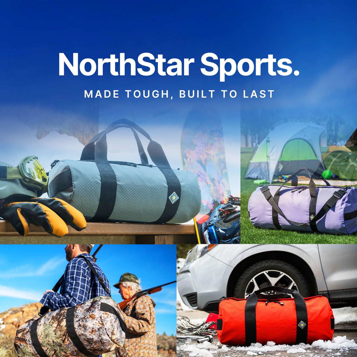 North Star Sports Large Duffle Bag for Travel & Heavy Duty Gym Bag | Foldable & Weatherproof Tactical Gear Bags for equipment, or as Carry on Travel Duffel Bags (8"X 8", 14 Liter, Pacific Blue)
