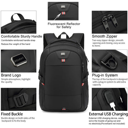 INSAVANT Laptop Backpack 17 Inch Water Resistant Backpacks Durable College Travel Daypack Anti Theft with USB Charging Port Best Gift for Men Women(17 Inch, Black)