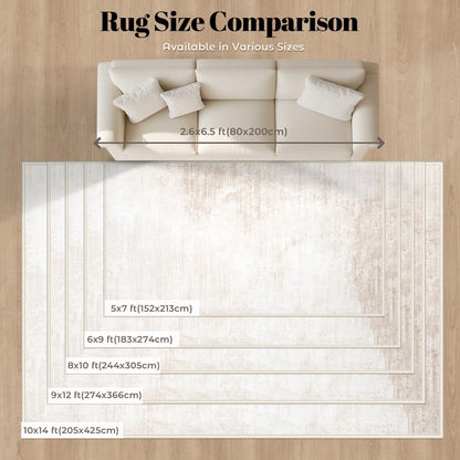 Area Rugs 8x10 Living Room: Washable Rug Modern Abstract Large Rugs Soft Non Slip Neutral Rug Stain Resistant Indoor Carpet for Bedroom Kitchen Dining Room Table Nursery Home Office Rugs(Beige,8'x10')