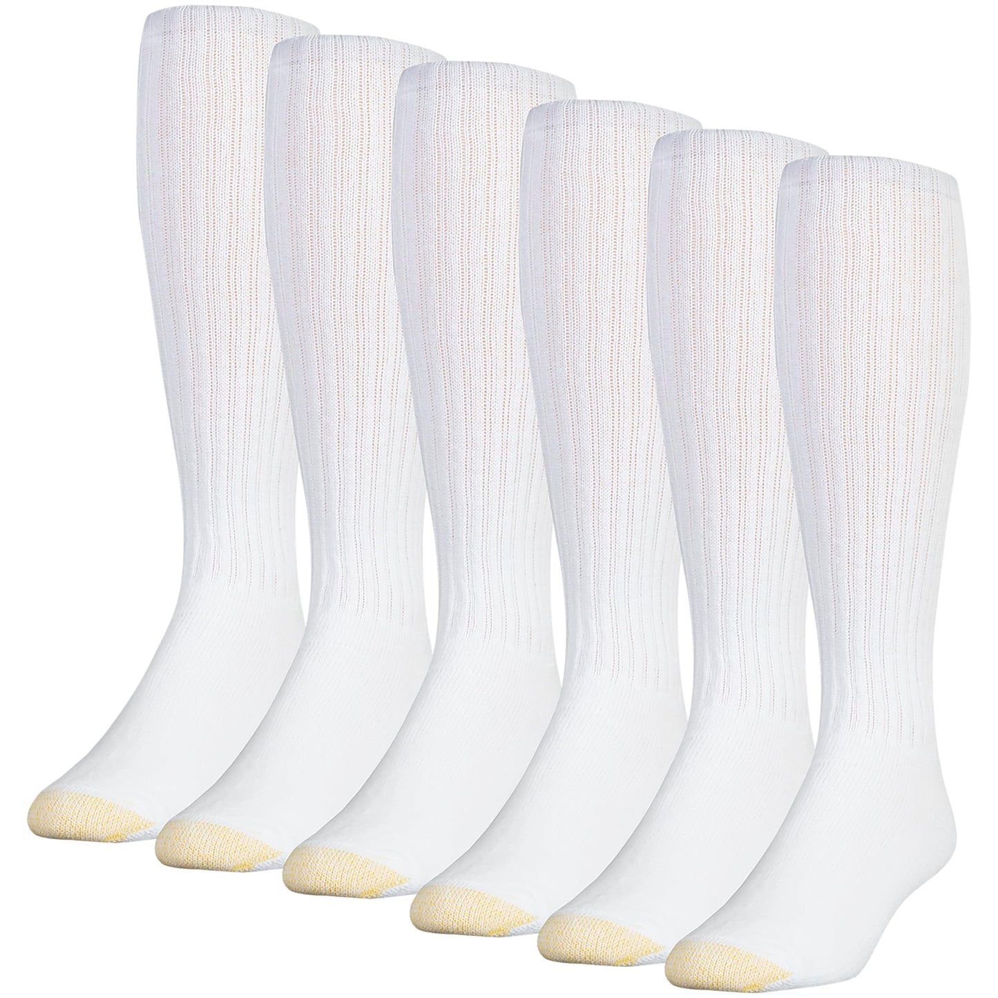 GOLDTOE Men's Ultra Tec Performance Over-The-Calf Athletic Socks, Multipairs, White (6-Pairs), Large