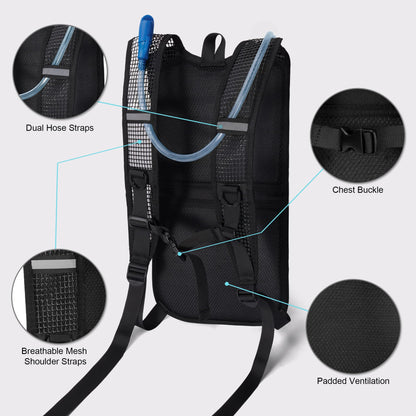 MIYCOO Hydration Backpack - Lightweight Water Backpack with 2L Water Bladder Bag, Running Hydration Vest Backpack for Men Women, Hydration Pack for Hiking, Cycling, Climbing (Black, 10L)