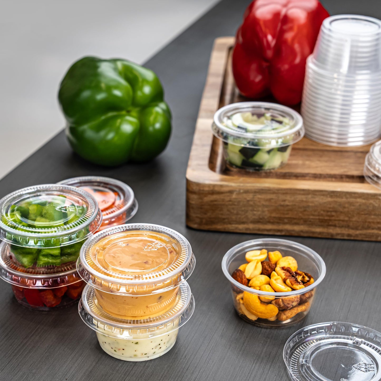 Amazon Basics Disposable Plastic To-Go Cups and Lids, Mini, 2oz, 50 Count