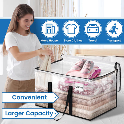 RoomHacks Clear Moving Bags Heavy Duty Extra Large, Moving Supplies with Reinforced Handle and Double Zipper, Storage Bags for Moving Essential, Packing Bags Alternative to Moving Box(6 Packs, Clear)
