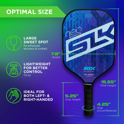 SLK Neo by Selkirk Pickleball Paddles | Featuring a Multilayer Fiberglass and Graphite Pickleball Paddle Face | SX3 Honeycomb Core | Pickleball Rackets Designed in The USA for Traction and Stability