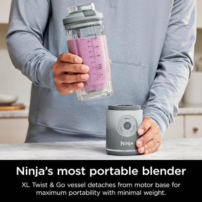 Ninja Blast Max, Portable Blender + Twist & Go, Personal Smoothie, Blend, Ice Crush, 3 Programs, Cordless, 22 oz removable Vessel, Dishwasher Safe, Leakproof, Silver, BC251SL