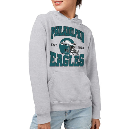 Junk Food Clothing x NFL - Philadelphia Eagles - Team Helmet - Unisex Adult Pullover Fleece Hoodie for Men and Women - Size X-Large