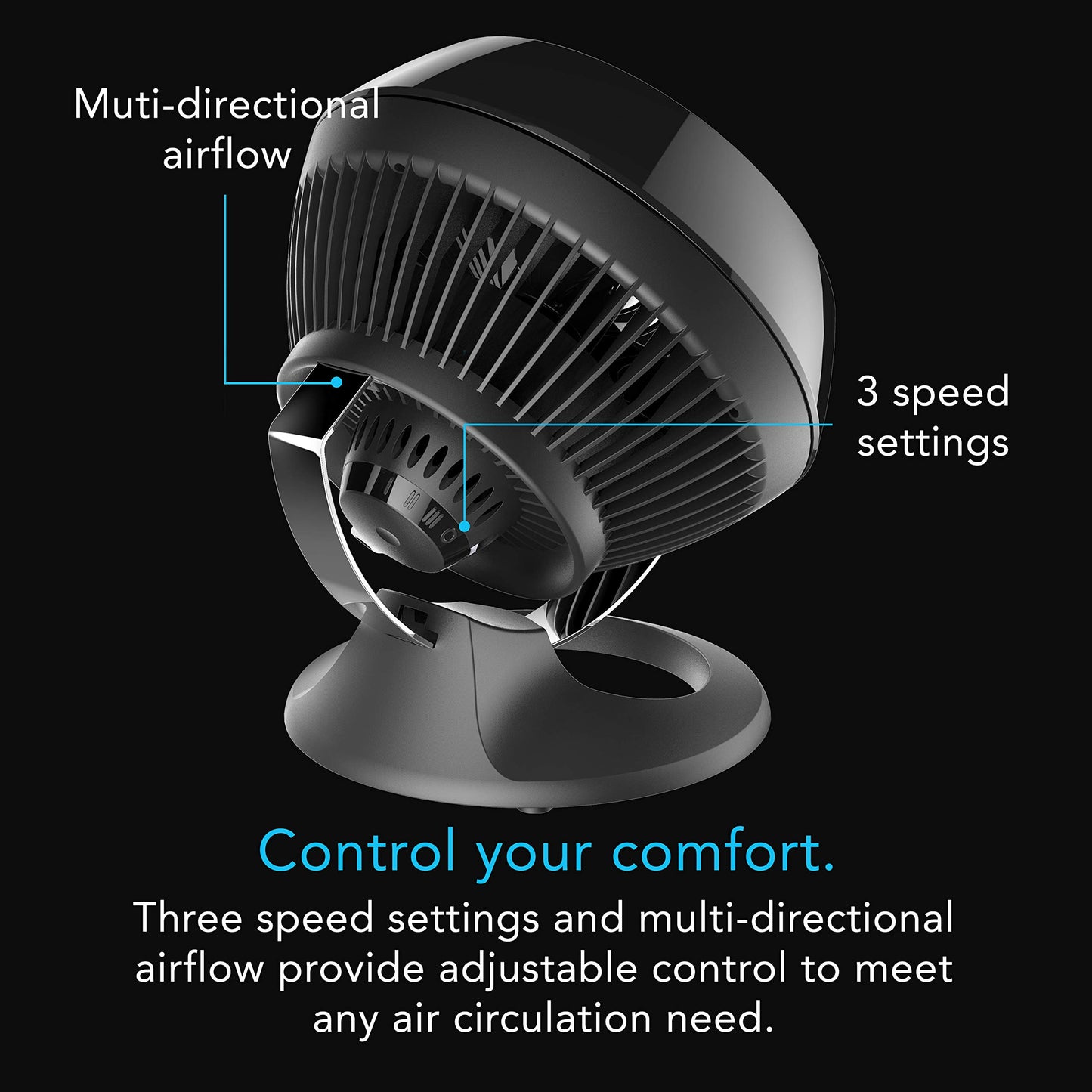 Vornado 460 Whole Room Air Circulator, Small Fan with 3 Speeds, Adjustable Tilt, Easy to Clean, Moves Air 70 Feet, Quiet Fan for Home, Office, Bedroom, Black