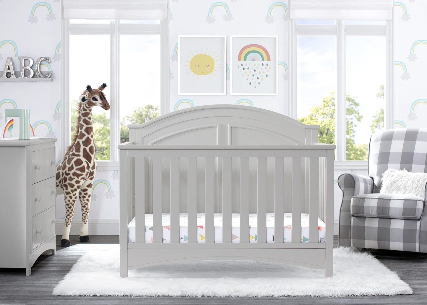 Delta Children Perry 6-in-1 Convertible Crib - Greenguard Gold Certified, Moonstruck Grey