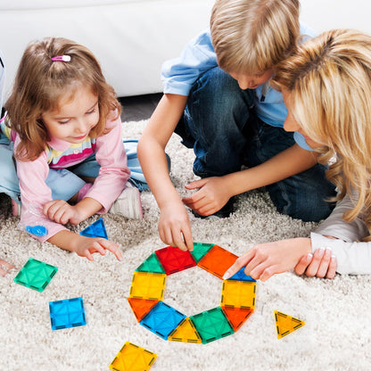 FNJO Magnetic Tiles, 110PCS Magnet Building Set, Magnetic Building Blocks,Construction STEM Learning and Playing Toys for Kids, Montessori Toy for Preschool Boys Girls Toddlers Classroom Must-Haves