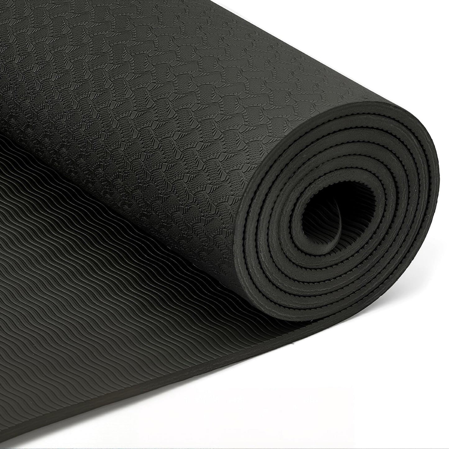 Amazon Basics 0.25 inch Thick TPE Exercise Yoga Mat with Carrying Strap, Black