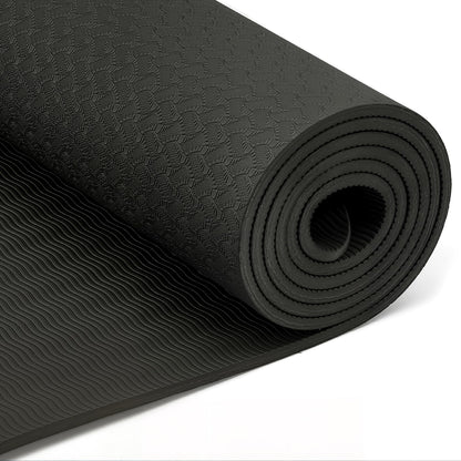 Amazon Basics 0.25 inch Thick TPE Exercise Yoga Mat with Carrying Strap, Black