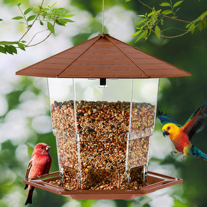 Jealoeur Bird Feeders for Outdoors Hanging Bird Feeder Wild Bird Seed, Brown