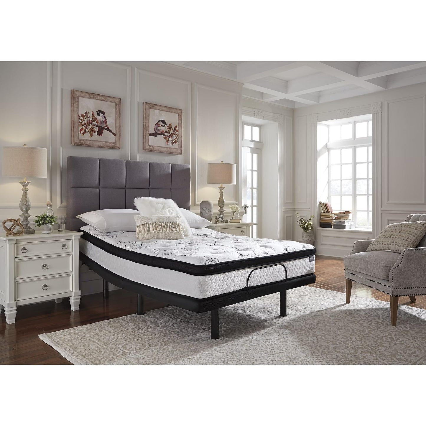 Signature Design by Ashley King Size Chime 12 Inch Medium Firm Hybrid Mattress with Cooling Gel Memory Foam for Pressure Relief