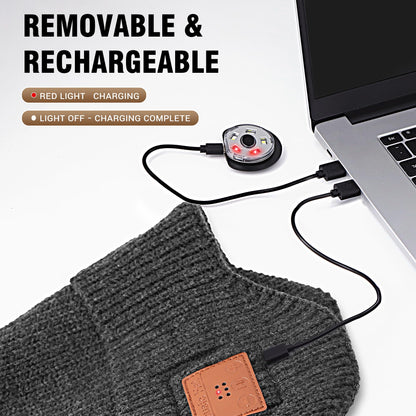 Bluetooth Beanie with Light, Built in Wireless Headphones & Stereo Speakers USB Rechargeable Bluetooth Hat Unique Tech Gifts Birthday Gifts for Men and Women (Dark Grey Adult)
