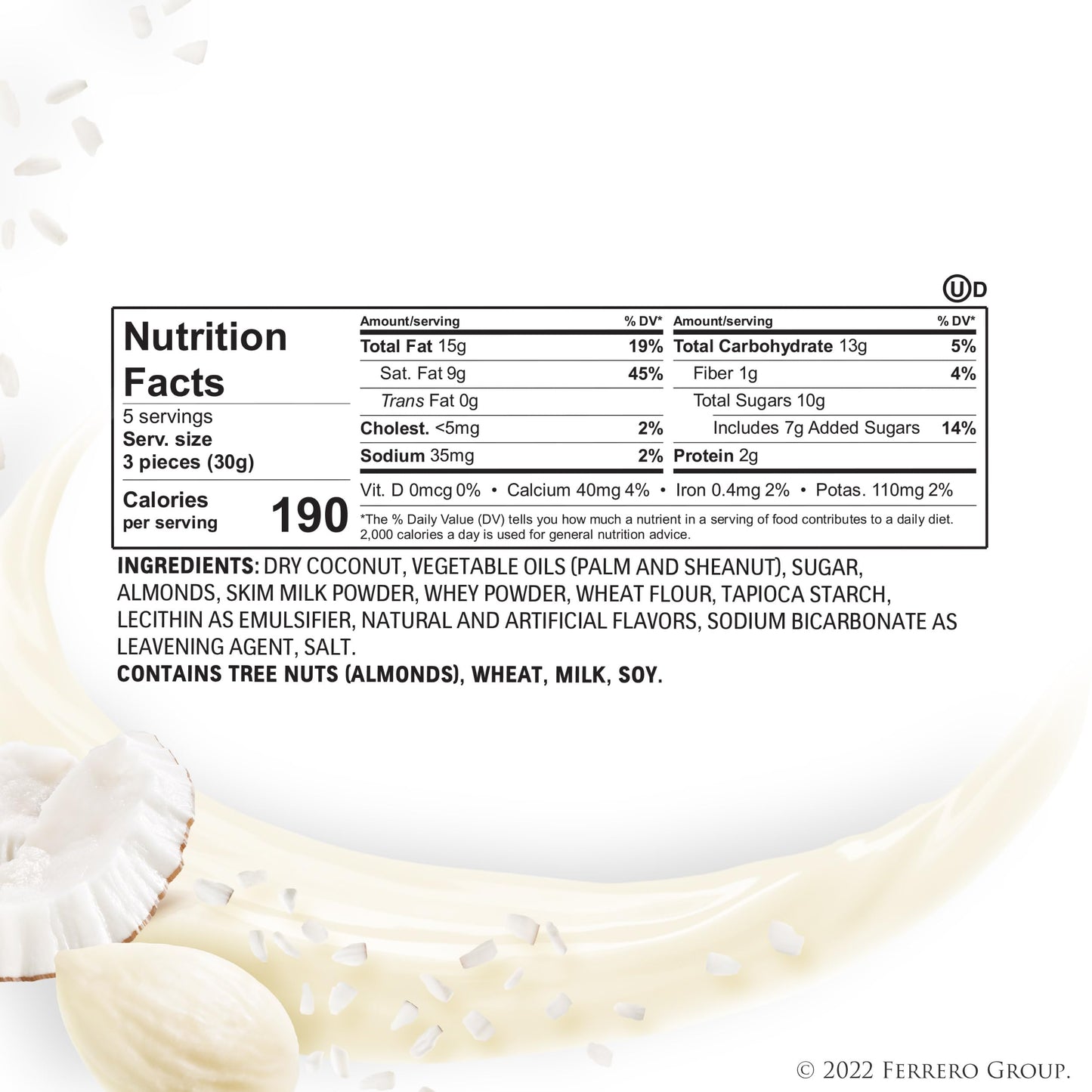 Raffaello, Bulk 6 Pack, 15 Count, Premium Gourmet White Almond, Cream and Coconut, Perfect for Holiday Gift Baskets, 5.3 oz Each
