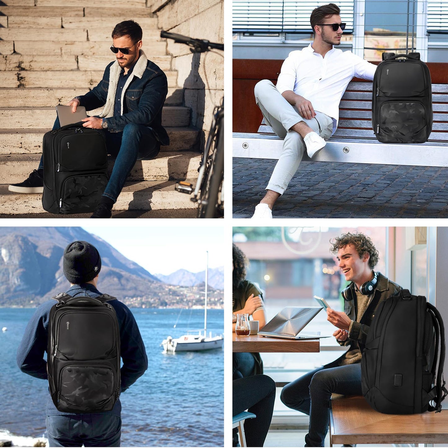 BJIAX Business Backpack for Men, High Tech Laptop Backpack with USB Charging Port and Ergonomic Design, 40L Waterproof Travel Work College Commuter Backpack Fits 17.3 Inch Tablet, Notebook