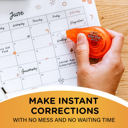 BIC Wite-Out Brand EZ Correct Correction Tape, 39.3 Feet, 10-Count Pack of White Correction, Tear-Resistant Tape Office or School Supplies