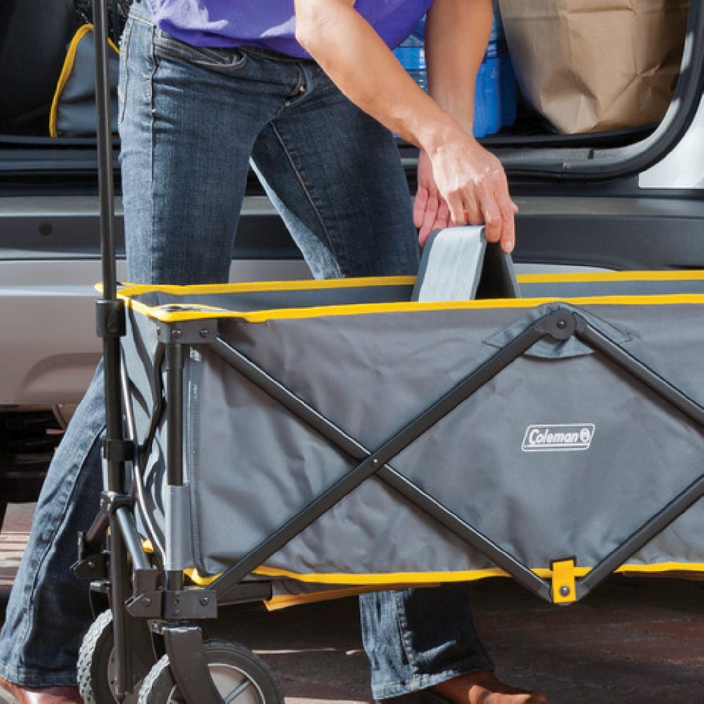 Coleman Portable Folding Utility Wagon with 5 Cubic Feet of Space & Reinforced Bottom Great for Camping Groceries Home Projects or Going to the Park & Beach Supports up to 150lbs