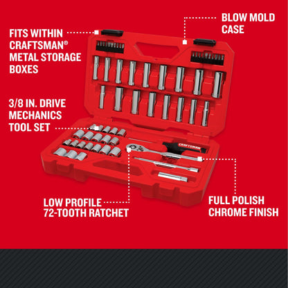 CRAFTSMAN Mechanics Tool Set, 3/8 Inch Drive, 61 Piece (CMMT45161)