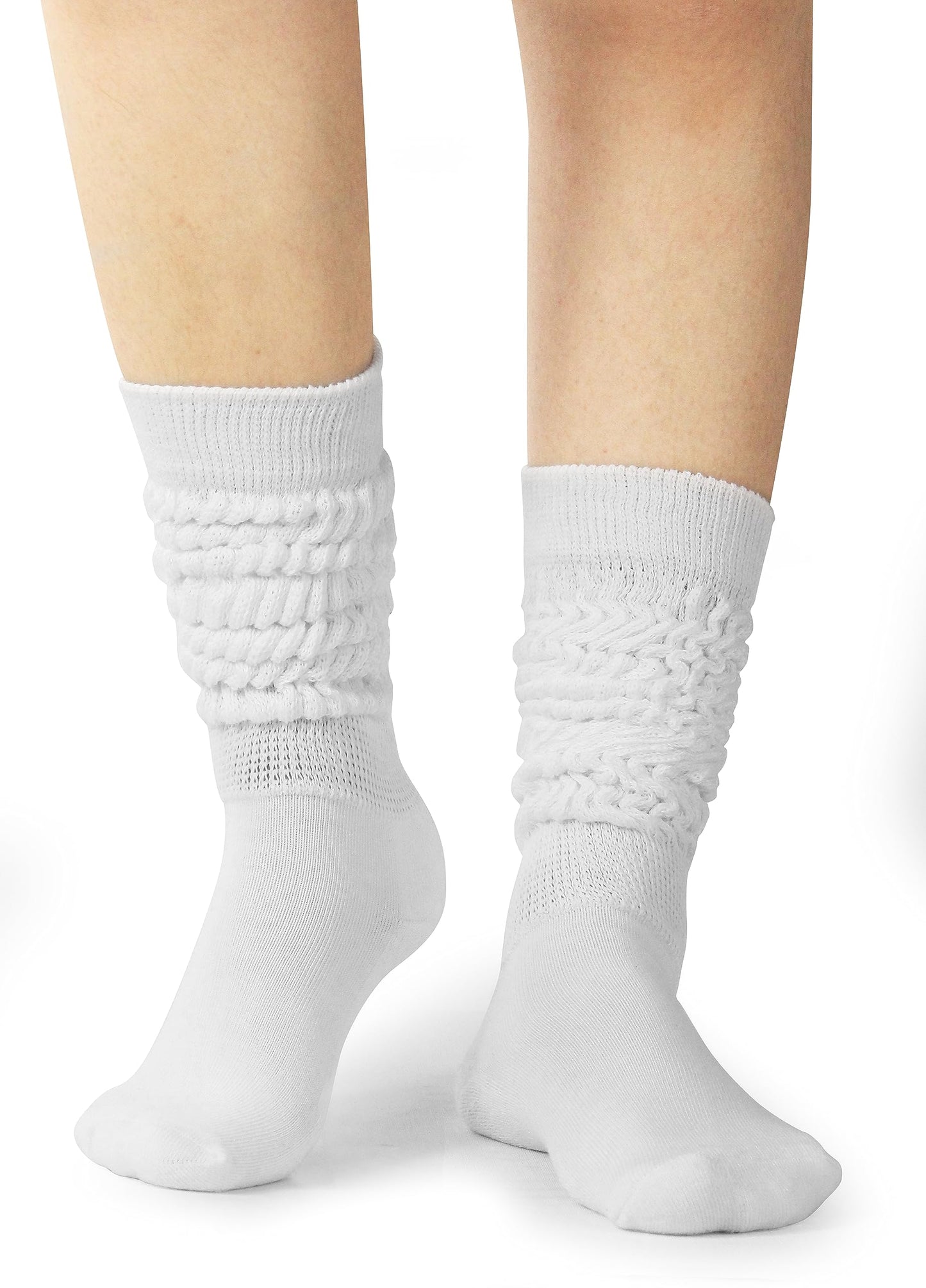 BomKinta Slouch Socks Women Thigh High Boot Socks Soft Scrunch Socks Size 5-11 3 Pair Pack White White White