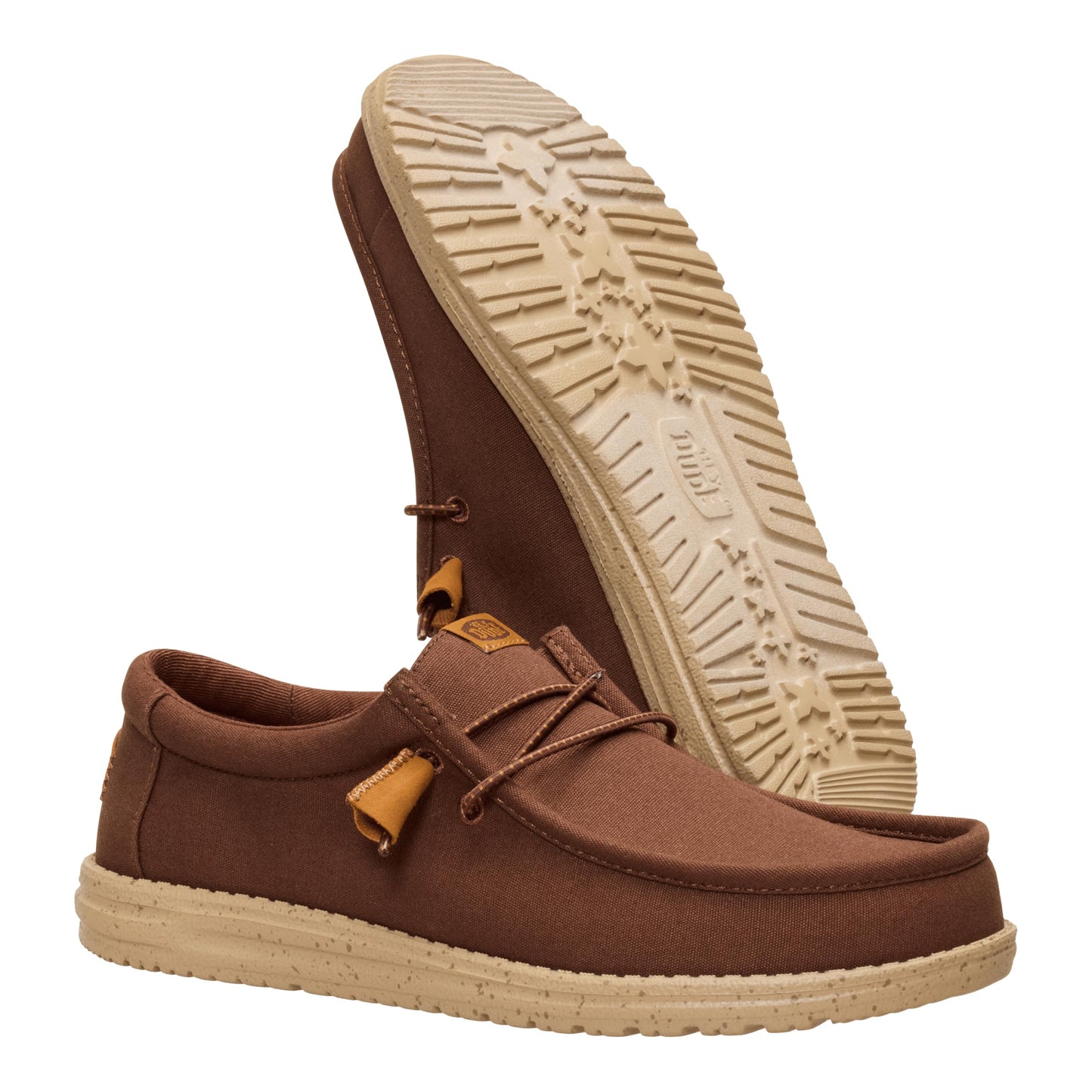HEYDUDE Men's Wally Canvas Brown Size 11, Men’s Shoes, Slip-on Loafers, Comfortable & Light-Weight