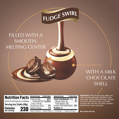 Lindt LINDOR Fudge Swirl Milk Chocolate Truffles, Milk Chocolate Candy with Smooth, Melting Truffle Center, Great for gift giving, 5.1 oz. Bag (6 Pack)