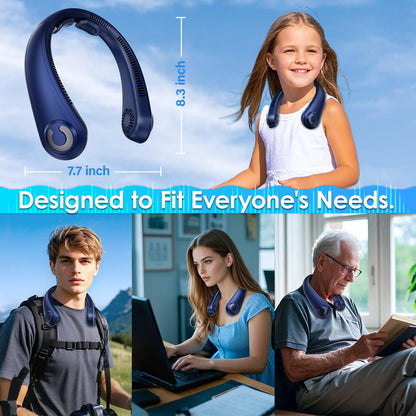Neck Fans that Blow Cold Air - Portable Rechargeable Personal Cooling Wearable Neck Fan With 5 Speeds, Neck Support, USB Bladeless Lightweight Fan for Hot Flashes, Disneyland, Travel, Women, Men