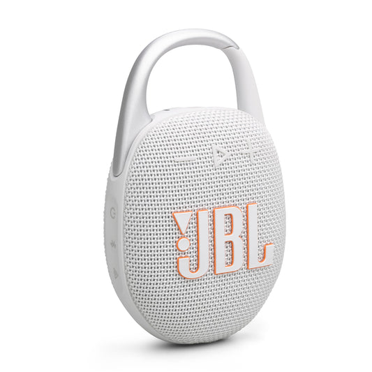 JBL Clip 5 - Ultra-Portable, Waterproof & Dustproof Bluetooth Speaker, Big JBL Pro Sound with Punchy bass, Integrated Carabiner, Up to 12 Hours of Play, Made in Part with Recycled Materials (White)