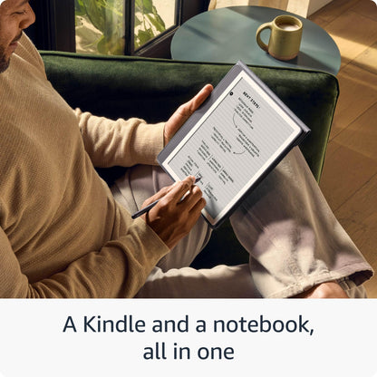 Amazon Kindle Scribe (64 GB) - Redesigned display with uniform borders. Now write directly on books and documents. With built-in notebook summarization. Includes Premium Pen - Tungsten