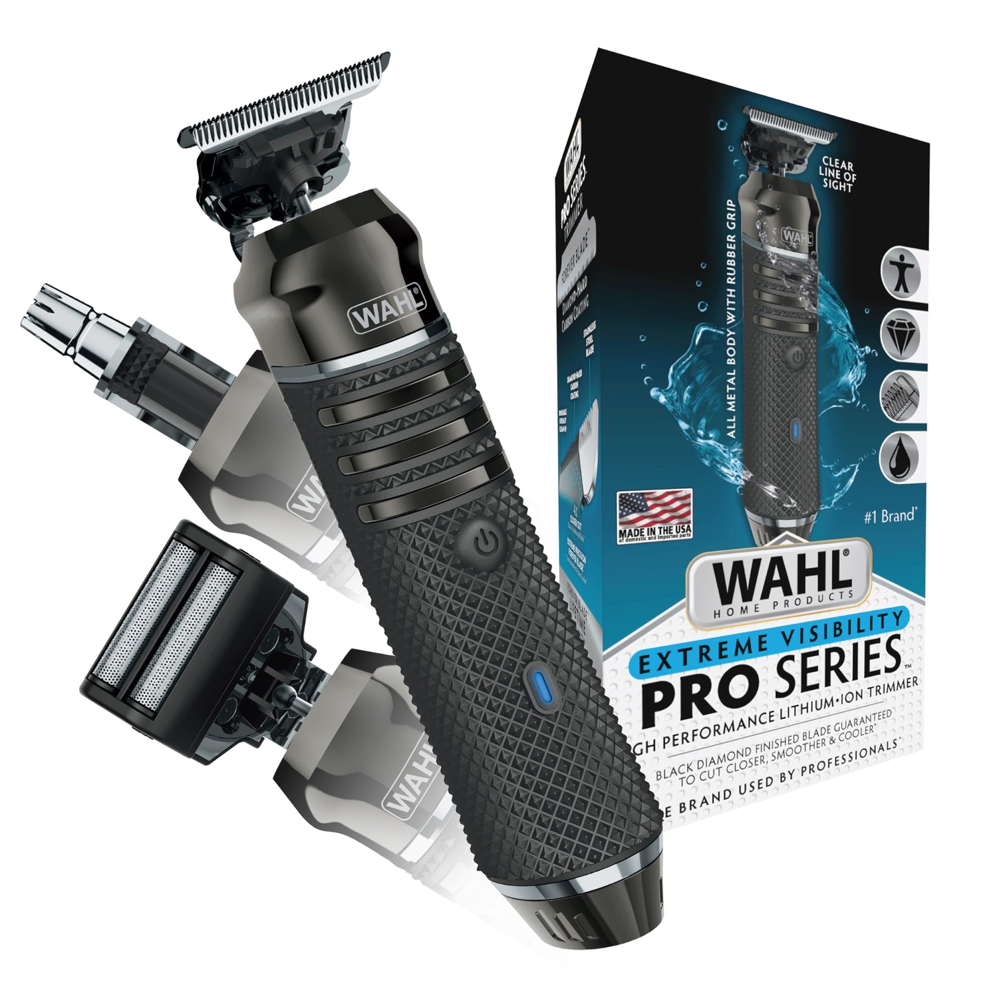 Wahl USA Pro Series High Visibility Skeleton Style Trimmer, Lithium-Ion Cordless USB Rechargeable All in One Shaving & Close Cutting Beard Trimmer for Men with Near Zero Gap Blade – 3026018