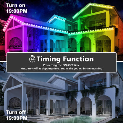 FBZ 150FT Permanent Outdoor RGB Lights - IP67 Waterproof with Smart App Control Remote,DIY Scene Modes, Music Synchronization,Eaves Lights for Garden Decor,Deck,Christmas